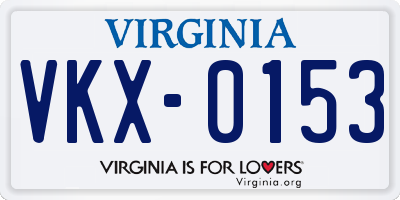 VA license plate VKX0153