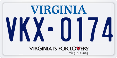VA license plate VKX0174