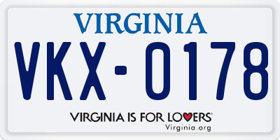 VA license plate VKX0178