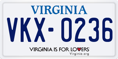 VA license plate VKX0236