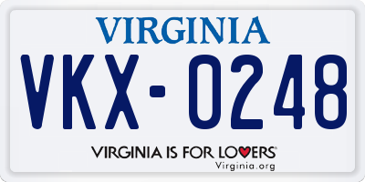 VA license plate VKX0248