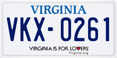 VA license plate VKX0261