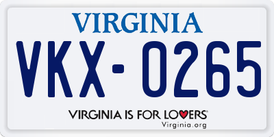 VA license plate VKX0265