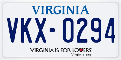VA license plate VKX0294