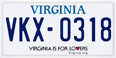 VA license plate VKX0318