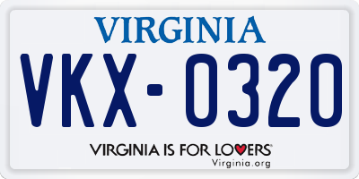 VA license plate VKX0320