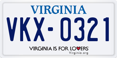 VA license plate VKX0321