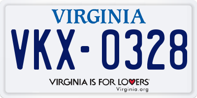 VA license plate VKX0328