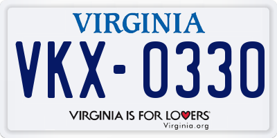 VA license plate VKX0330
