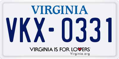 VA license plate VKX0331