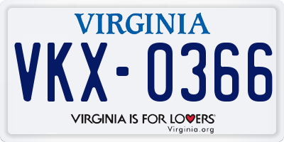 VA license plate VKX0366