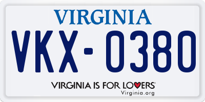 VA license plate VKX0380