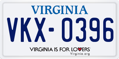 VA license plate VKX0396