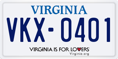 VA license plate VKX0401