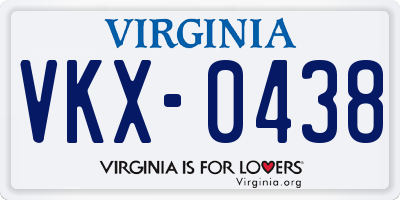VA license plate VKX0438