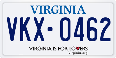 VA license plate VKX0462