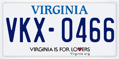 VA license plate VKX0466