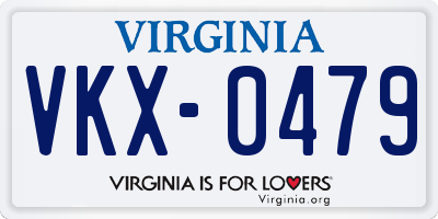 VA license plate VKX0479