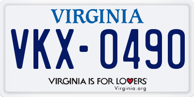 VA license plate VKX0490