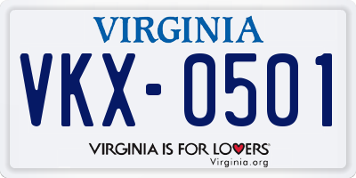 VA license plate VKX0501