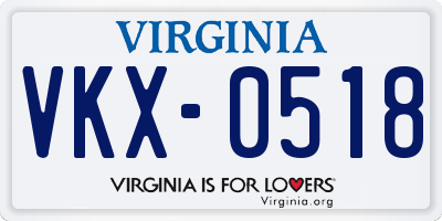 VA license plate VKX0518