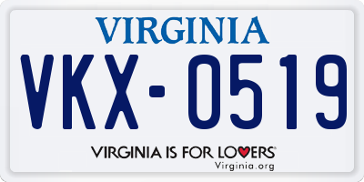 VA license plate VKX0519