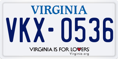 VA license plate VKX0536