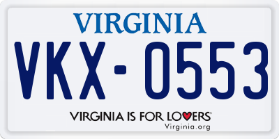VA license plate VKX0553