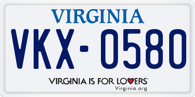 VA license plate VKX0580