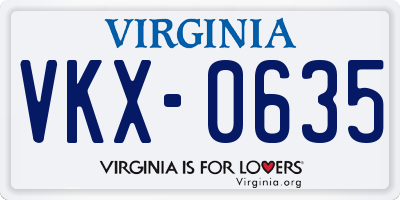 VA license plate VKX0635