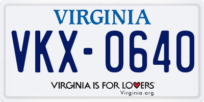 VA license plate VKX0640