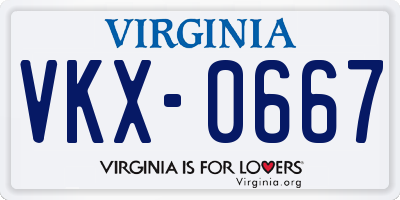 VA license plate VKX0667