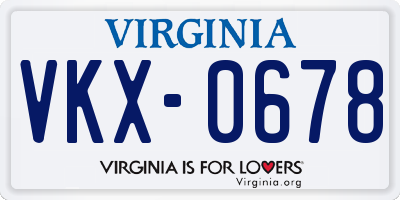 VA license plate VKX0678