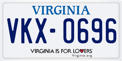 VA license plate VKX0696