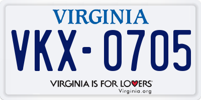 VA license plate VKX0705