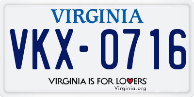 VA license plate VKX0716