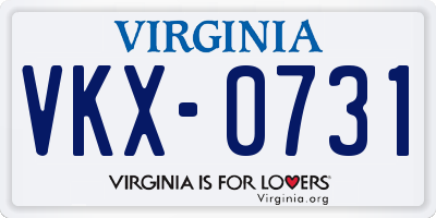 VA license plate VKX0731