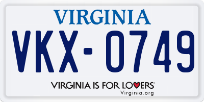 VA license plate VKX0749
