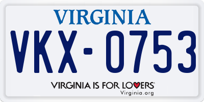 VA license plate VKX0753