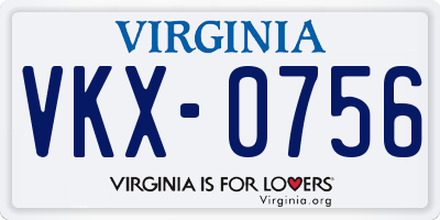 VA license plate VKX0756