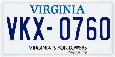 VA license plate VKX0760