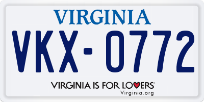 VA license plate VKX0772