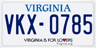 VA license plate VKX0785