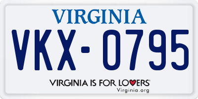 VA license plate VKX0795