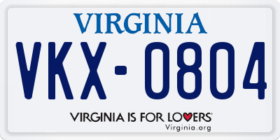 VA license plate VKX0804