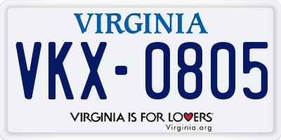 VA license plate VKX0805