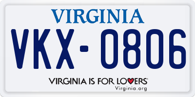 VA license plate VKX0806
