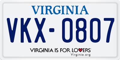 VA license plate VKX0807