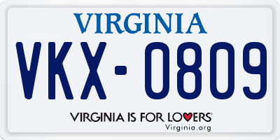 VA license plate VKX0809