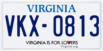 VA license plate VKX0813